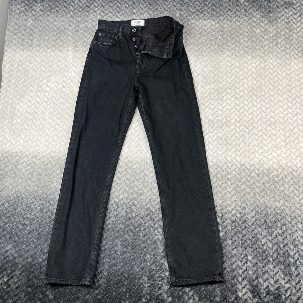 AGOLDE 90's Pinch Waist Jeans Black Denim High Rise Straight Leg Size 24